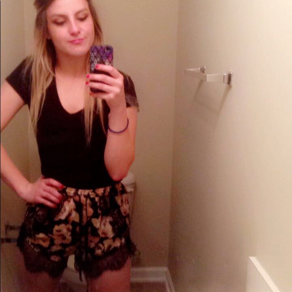 Floral and lace shorts